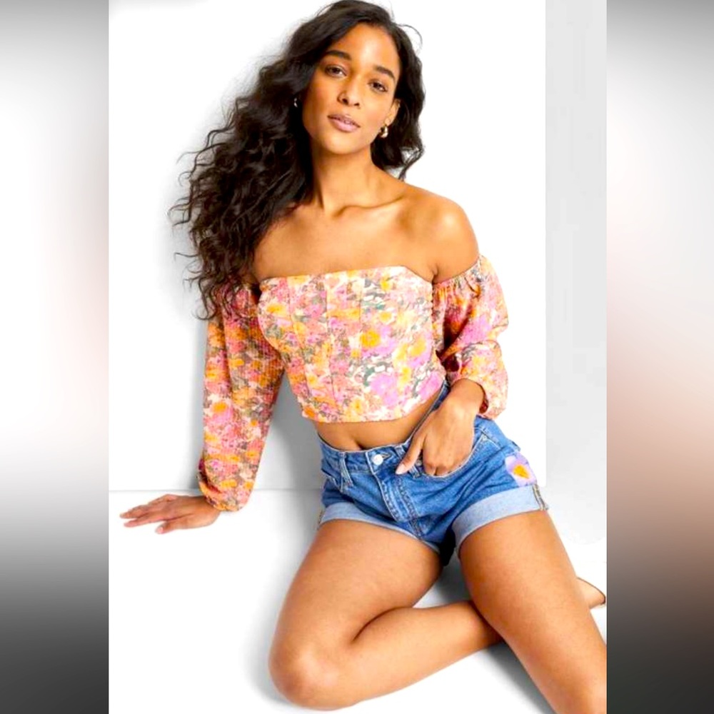 Wild fable off the shoulder flower top